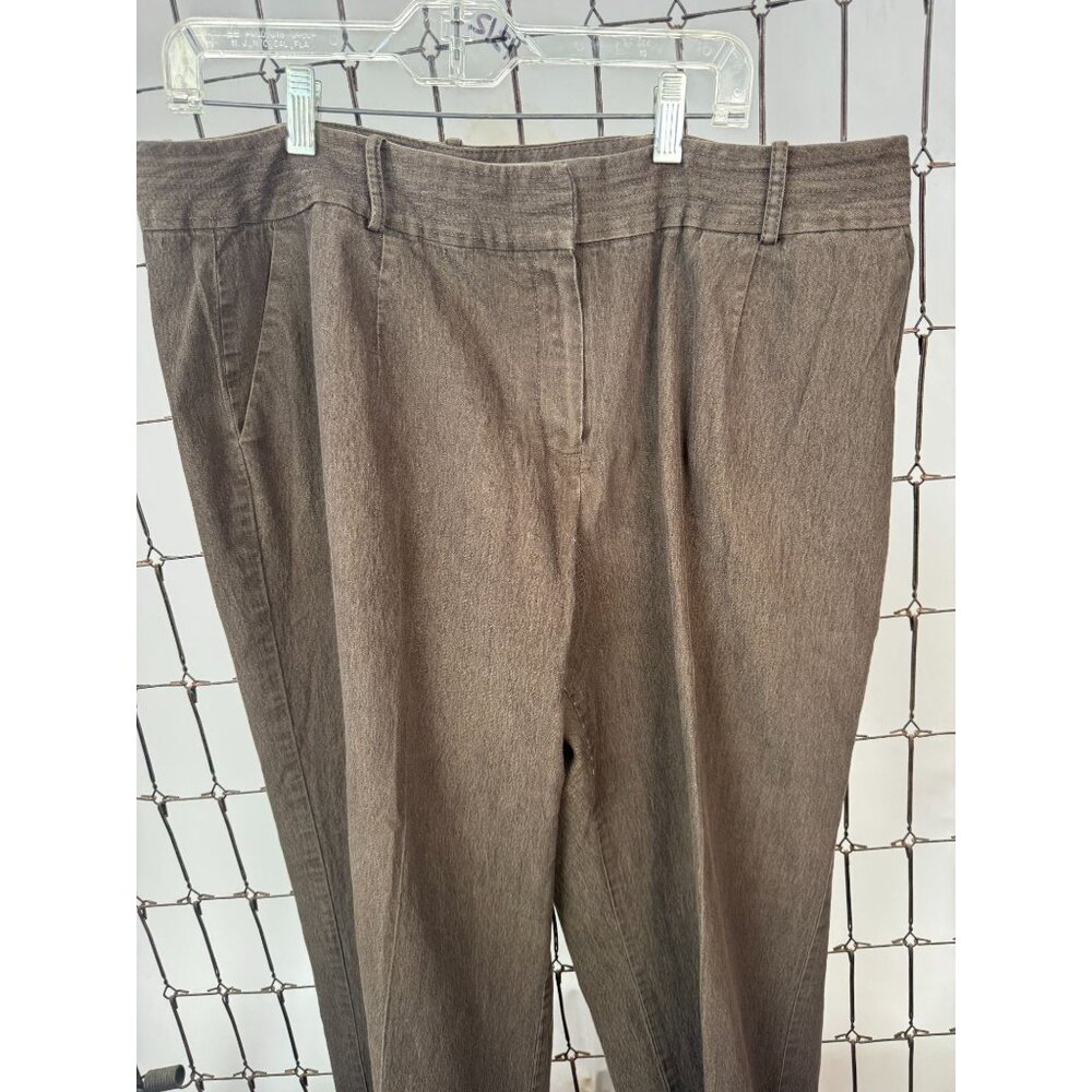 Larry Levine Womens Stretch Pants 16W Brown Cotton Blend Made In Cambodia - Picture 6 of 16